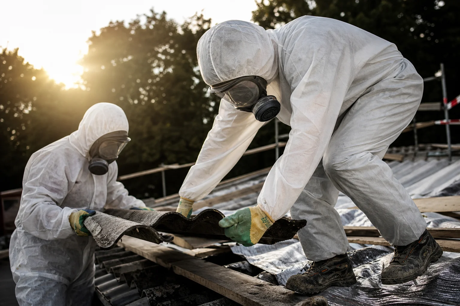 Asbestsanierung in Ludwigsburg: Demontage von Wellasbest-Dachplatten in Vollschutz nach TRGS 519